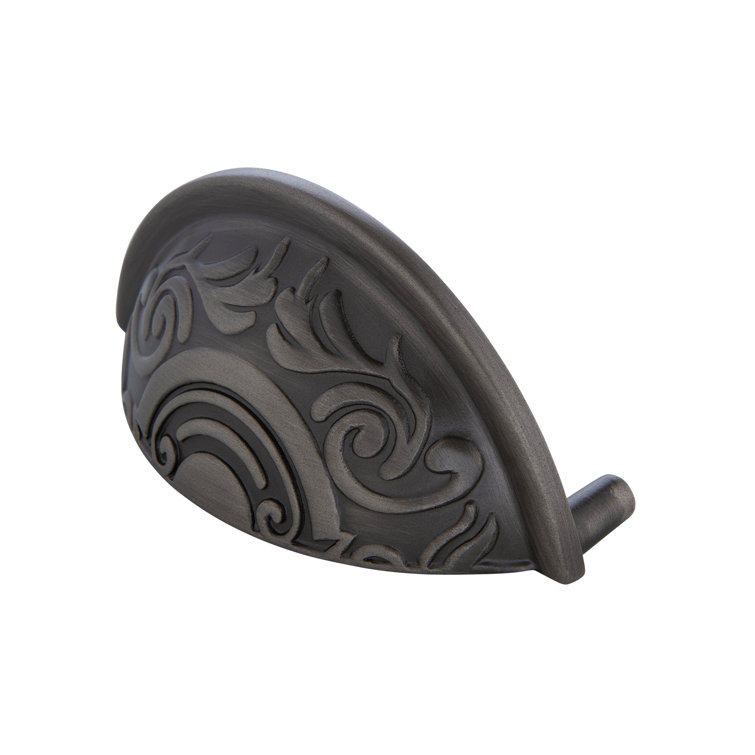 Antique Pewter 3" Victorian Scroll Cup Pull