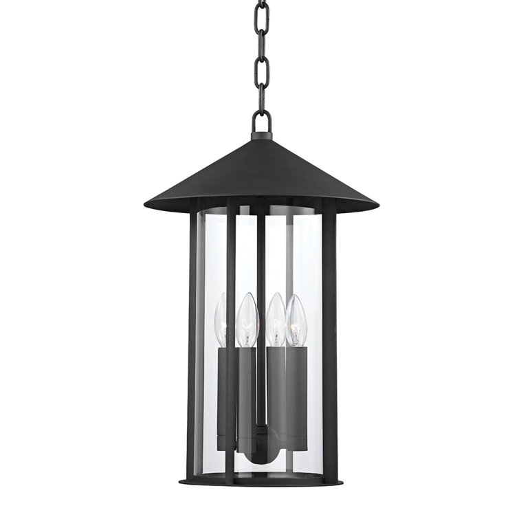 Black Glass 4-Light Indoor/Outdoor Lantern Chandelier