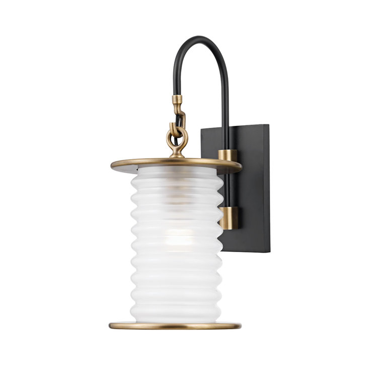 Danvers Brass & Black Dimmable Wall Sconce with Ribbed Glass Shade