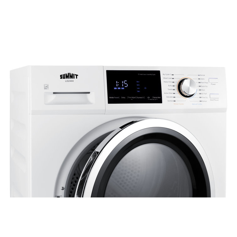 Summit 4.4 Cu. Ft. White Stackable Electric Dryer with Moisture Sensing
