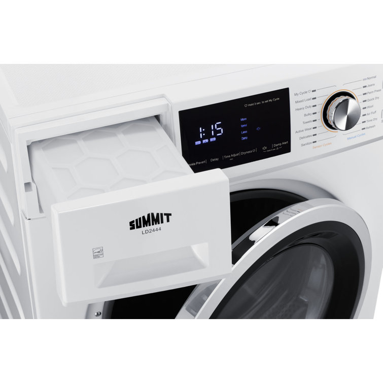 Summit 4.4 Cu. Ft. White Stackable Electric Dryer with Moisture Sensing
