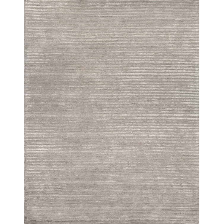 Silver Rectangular Hand-Tufted Wool and Viscose Rug 5' x 8'