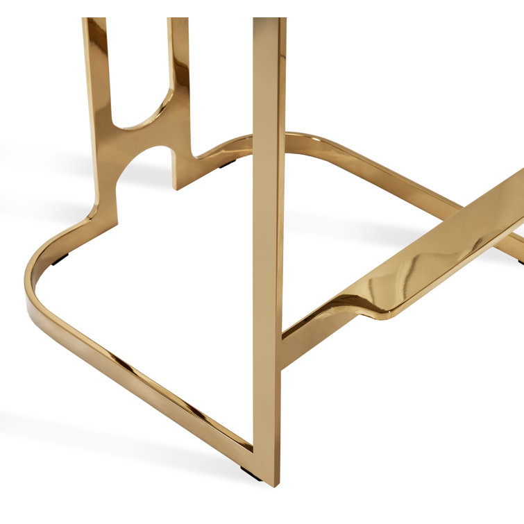 Cityscape Grey and Antique Bronze 26" Counter Stool in Polished Brass and Cream Latte