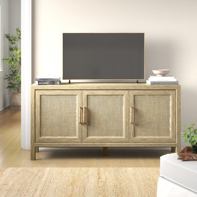 Anders Coastal Rattan Media Console with Rope Pulls