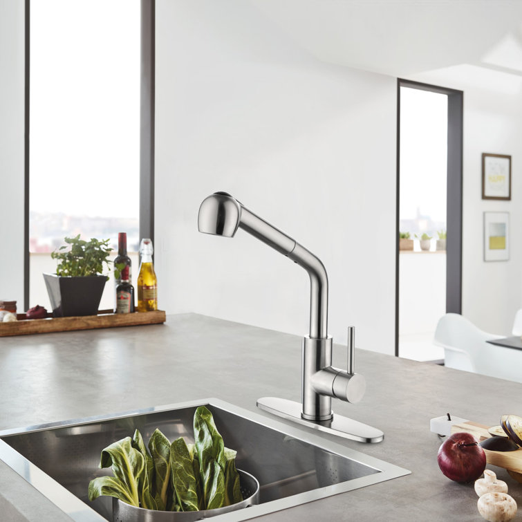 Brushed Nickel Single Handle Pull-out Spray Kitchen Faucet