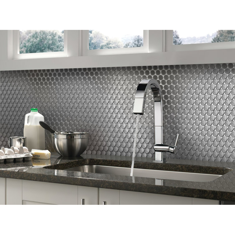 12" x 12" Polished Platinum Metal Penny Round Mosaic Tile