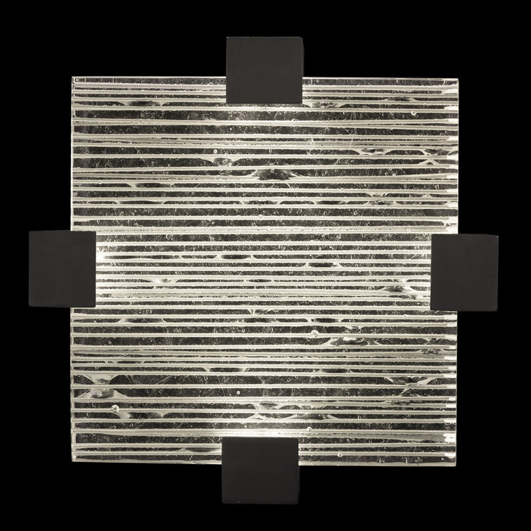 Terra 16.75" Black Glass LED Square Flush Mount with Zen Pattern