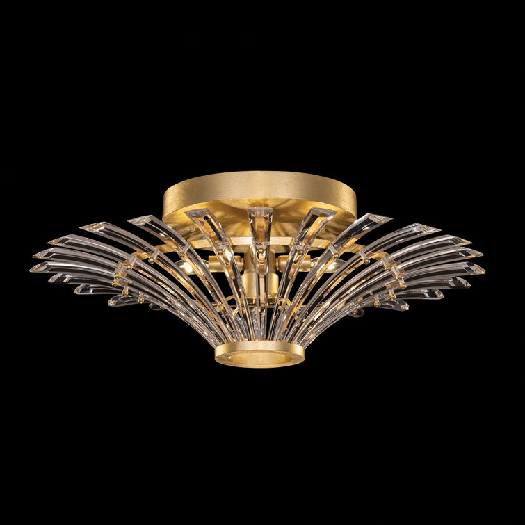 Gold Leaf Crystal 4-Light Flush Mount Ceiling Fixture