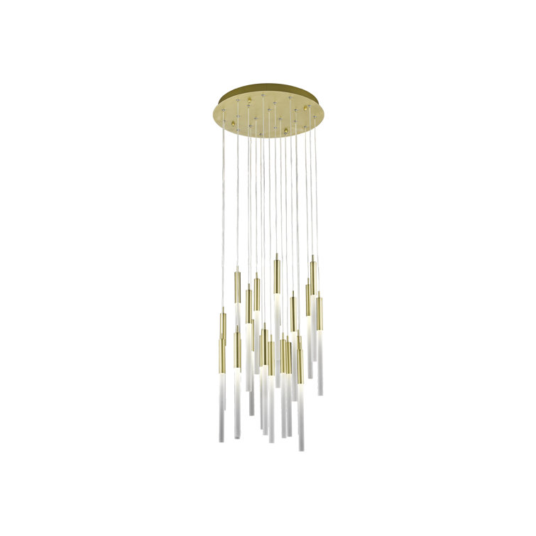 Main St. Cascading Frosted Glass & Brushed Brass LED Chandelier