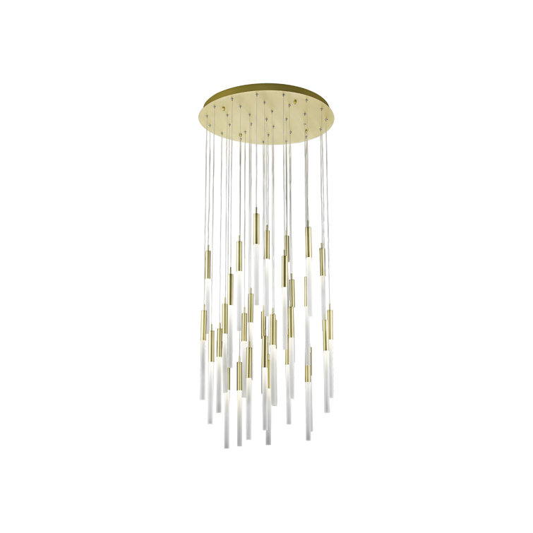 Brushed Brass 31-Light Glass Cluster Pendant