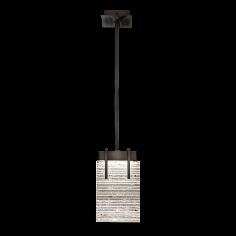 Mini Rake Cast Glass LED Pendant Light in Black