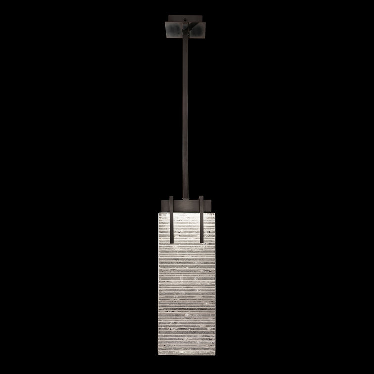 Mini Terra Black LED Pendant with Hand-Carved Glass Patterns