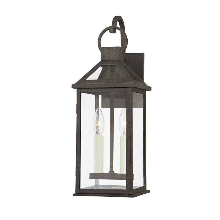 Black Iron and Glass 2-Light Dimmable Wall Sconce