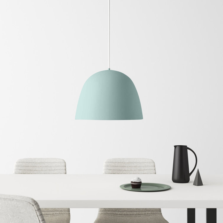 Coretto Pastel Dark Green and Gold Metal Dome Pendant Light