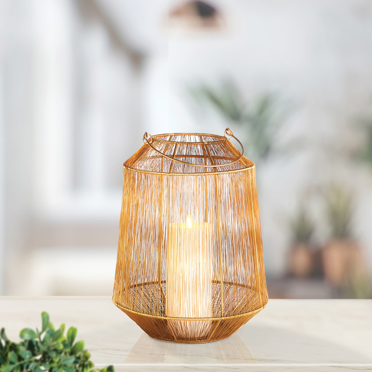 Winter Glow Antique Brass Hanging Candle Lantern, 19.5"