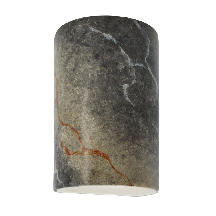 Hammered Iron Cylinder Ceramic Outdoor Wall Light