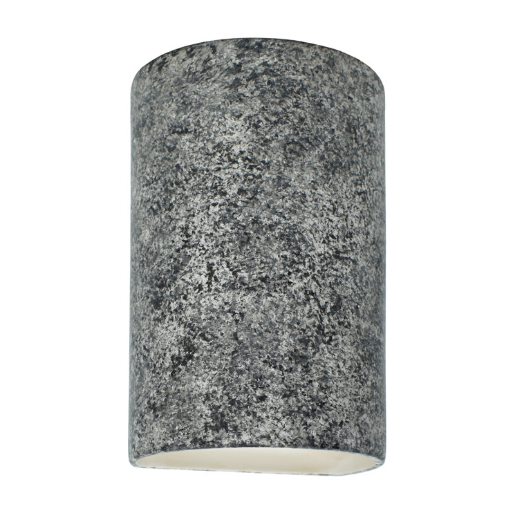 Hammered Iron Cylinder Ceramic Outdoor Wall Light