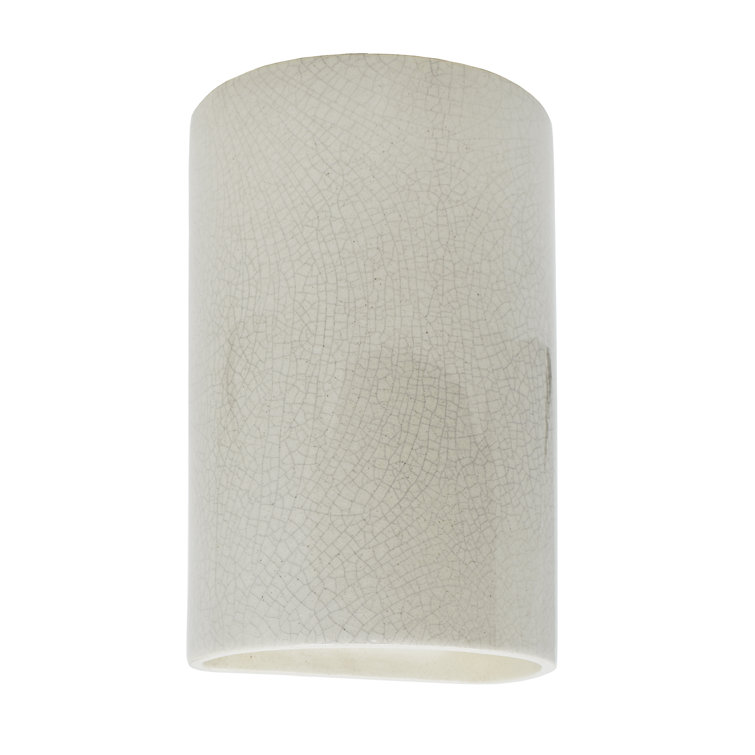 White Crackle Ceramic Cylinder Outdoor Wall Light