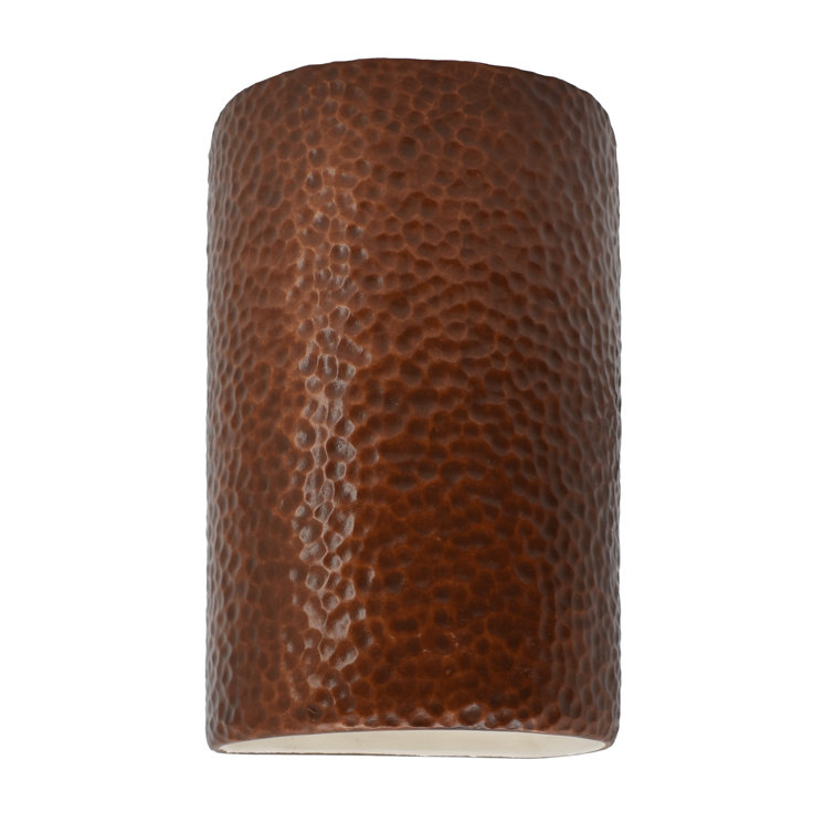 Hammered Copper 9.5" Dimmable Flush Mounted Sconce