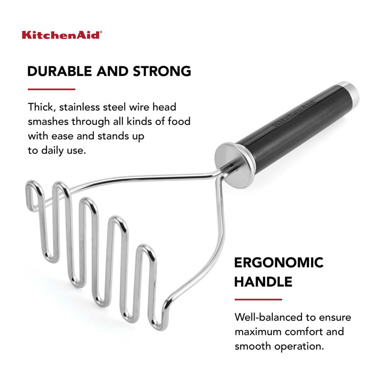 Ergonomic Black Stainless Steel Wire Masher for Vegetables and Fruits