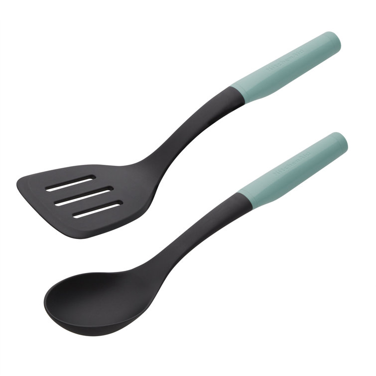 Aqua and Black Nylon Spoon and Turner Set