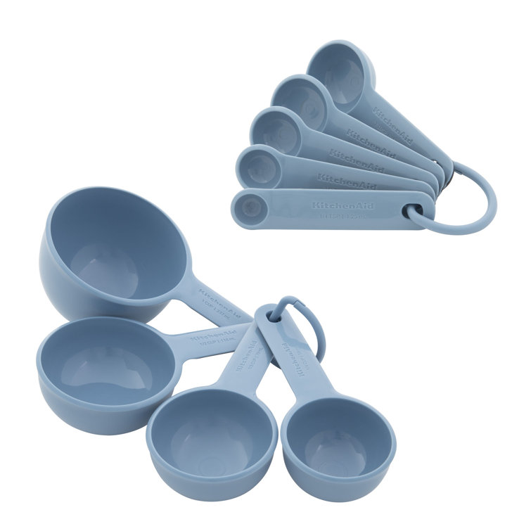 Blue Plastic 9-Piece Measuring Cup and Spoon Set
