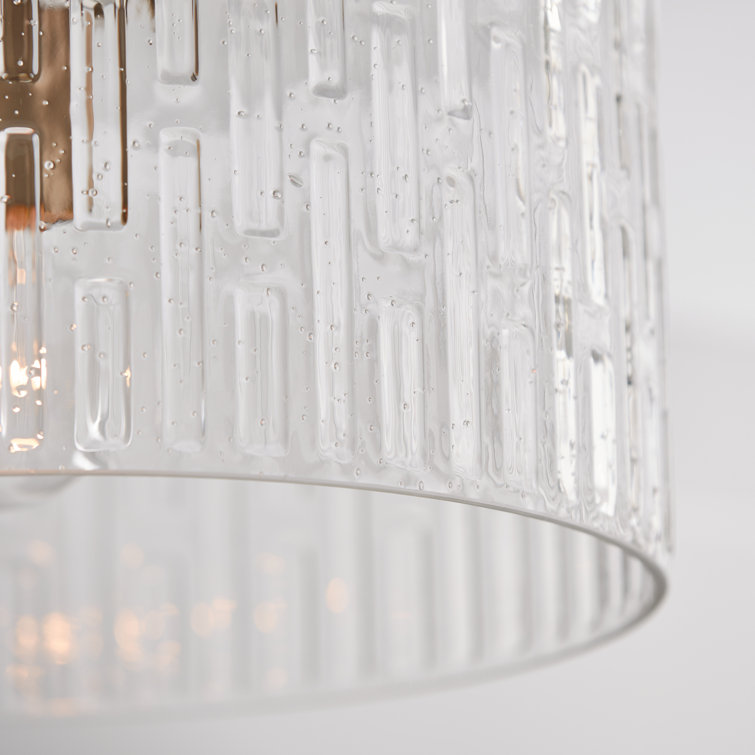 Emerson Aged Brass 1-Light Semi-Flush or Pendant with Embossed Seeded Glass