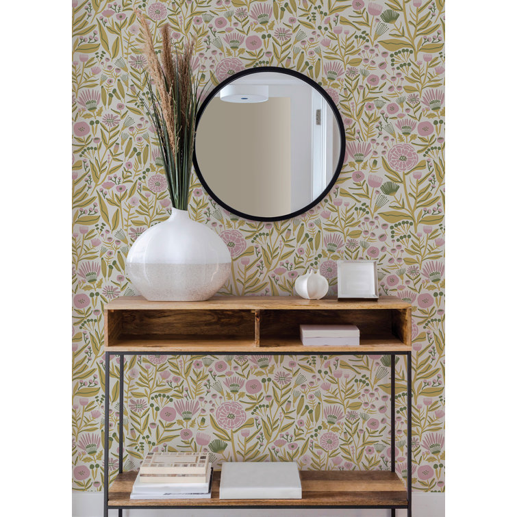 Leah Duncan Pink and Yellow Floral Vinyl Peel & Stick Wallpaper