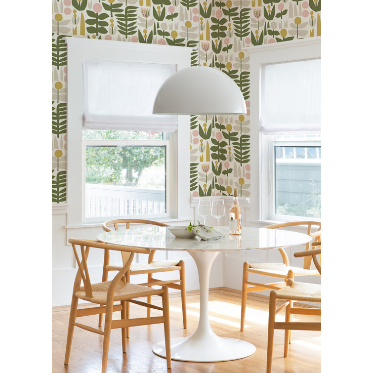 Leah Duncan Green and Yellow Floral Vinyl Peel & Stick Wallpaper