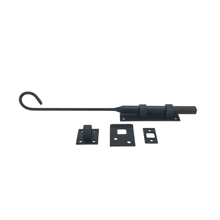 12" Matte Black Forged Iron Cane Bolt Latch