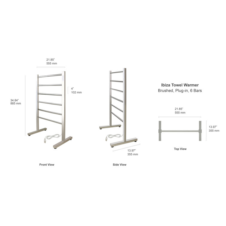 Ibiza Polished Stainless Steel Freestanding 6-Bar Towel Warmer