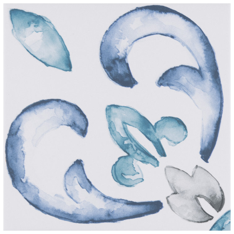 Saint Germain 6" x 6" Matte Hand-Painted Porcelain Tile
