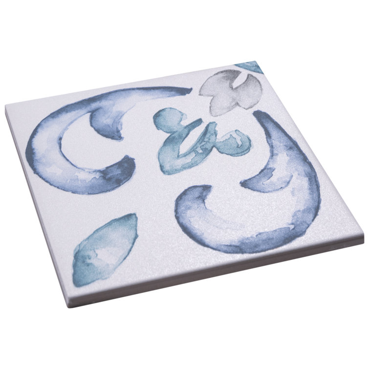 Saint Germain 6" x 6" Matte Hand-Painted Porcelain Tile