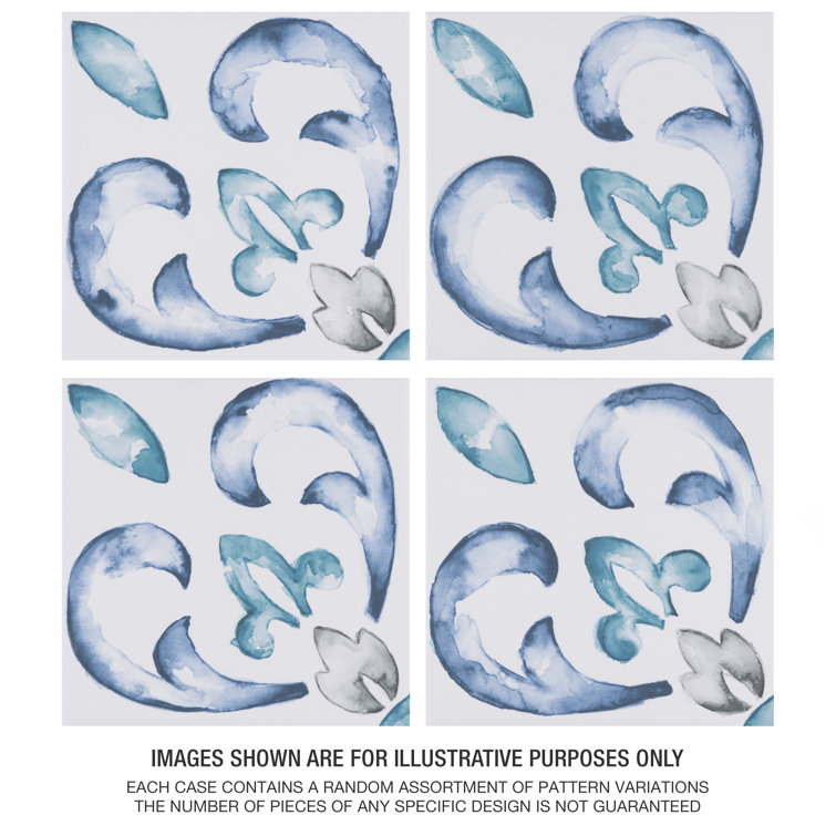 Saint Germain 6" x 6" Matte Hand-Painted Porcelain Tile