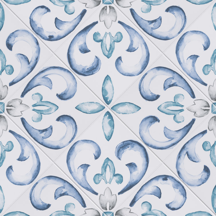 Saint Germain 6" x 6" Matte Hand-Painted Porcelain Tile