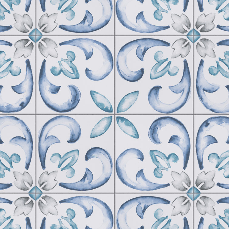 Saint Germain 6" x 6" Matte Hand-Painted Porcelain Tile
