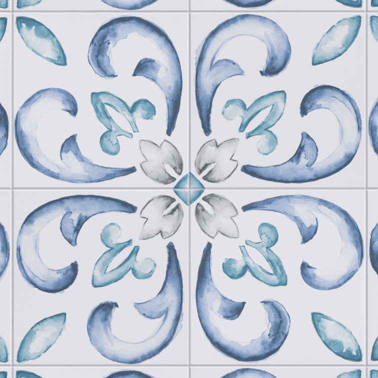Saint Germain 6" x 6" Matte Hand-Painted Porcelain Tile