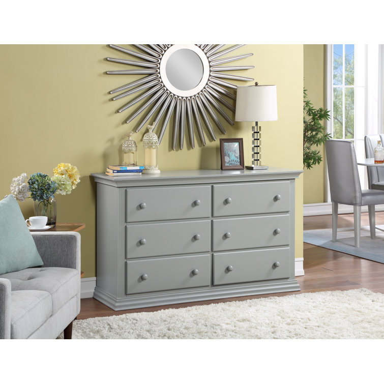 Gray Double Dresser with Dovetail Drawers and Ball Bearing Glides