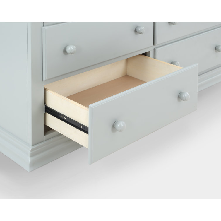 Gray Double Dresser with Dovetail Drawers and Ball Bearing Glides