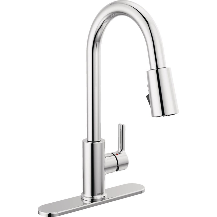 Flute Chrome Single Handle High-arc Kitchen Faucet with Pull-out Spray