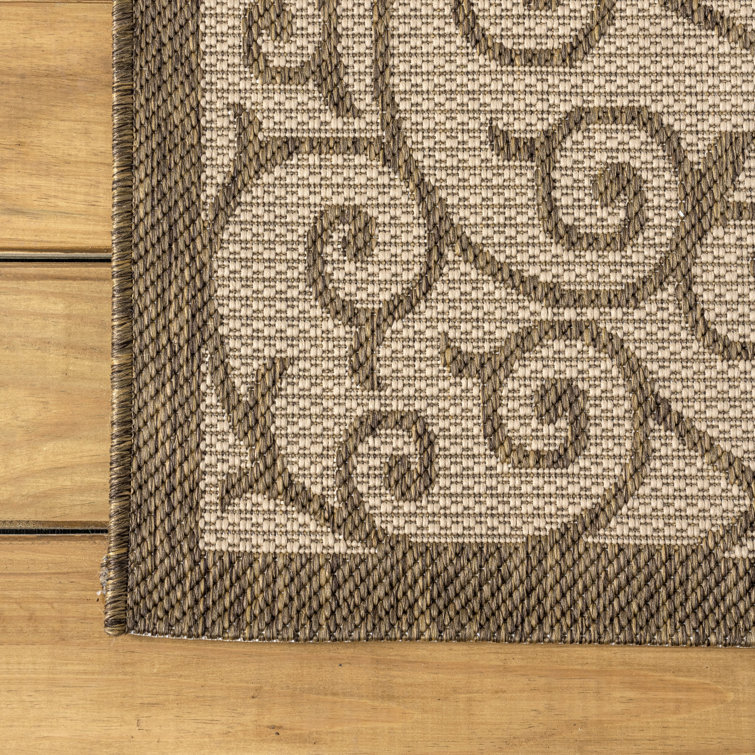 Madrid Vintage Filigree Beige/Brown 3' x 5' Synthetic Indoor/Outdoor Rug