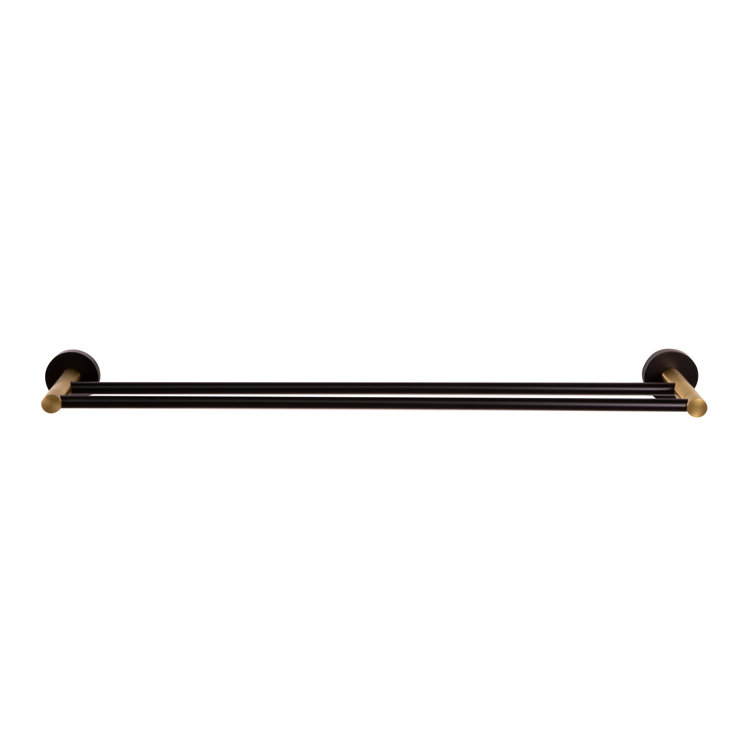Kelton Matte Black and Satin Gold Double Towel Bar 24"