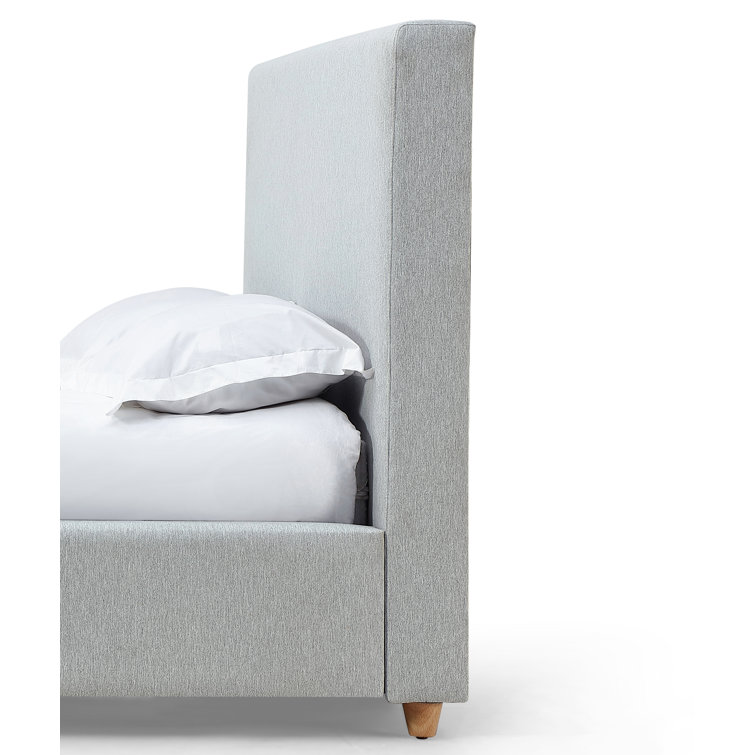 Gray Denim Upholstered King Headboard with Pine Frame