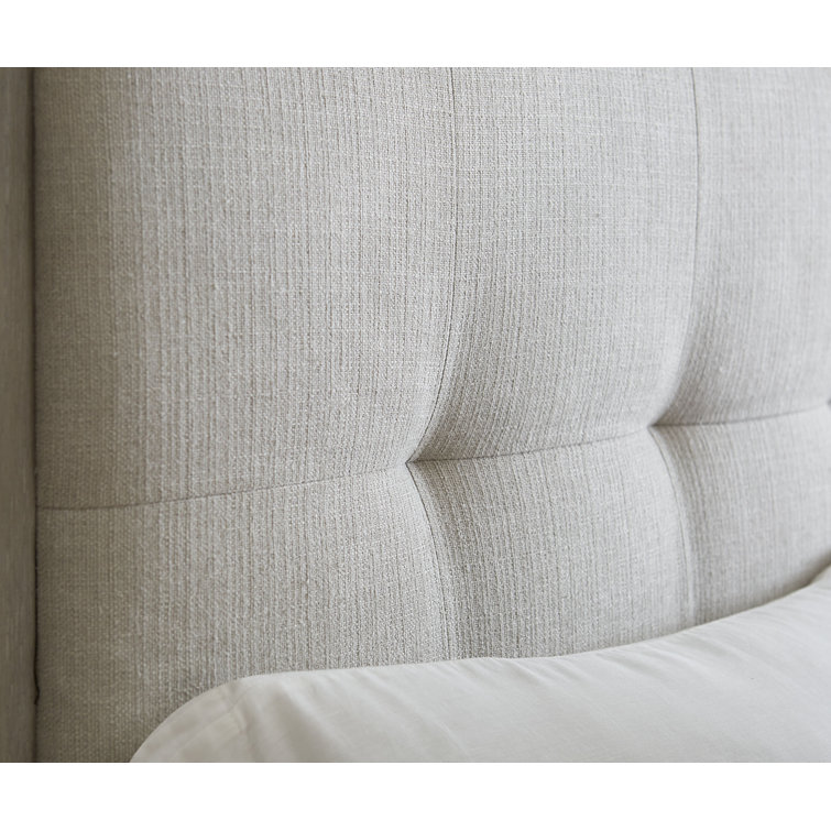 Adlia Full/Double Wire-Brushed Solid Wood Upholstered Storage Platform Bed with Tufted Headboard