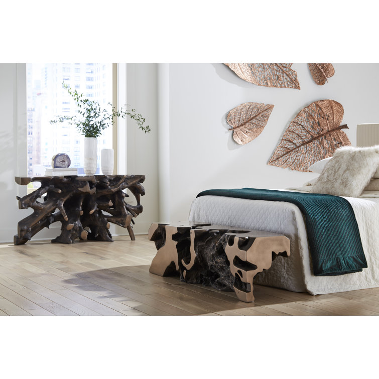 Contemporary Brown Solid Wood Freeform Bench