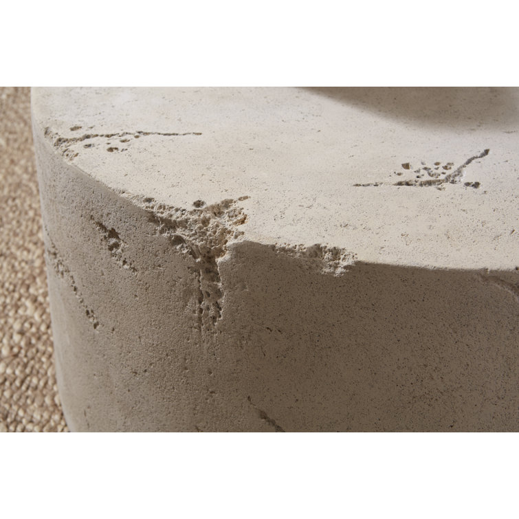 39" Beige Round Roman Stone Outdoor Coffee Table