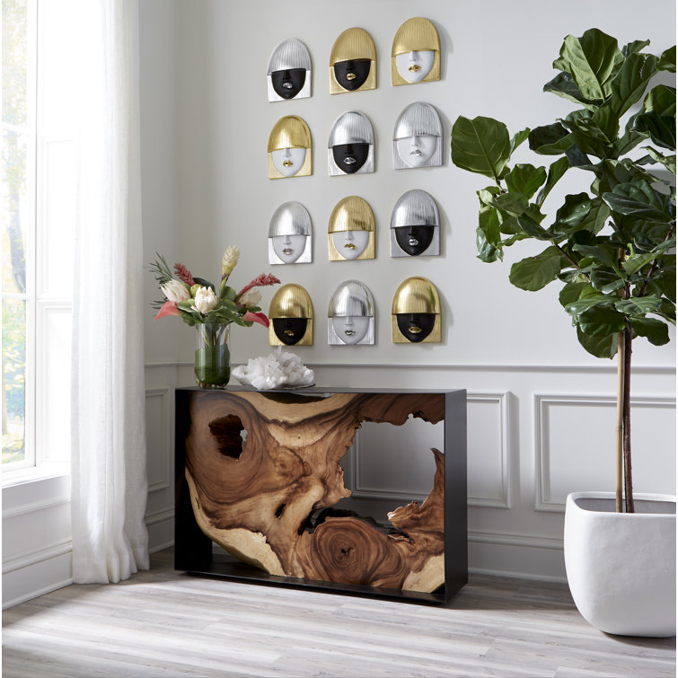 Large White and Gold Resin Fashion Faces Wall Art