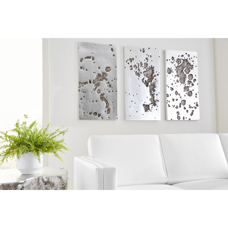 Silver Leaf Contemporary Rectangular Wall Sculpture