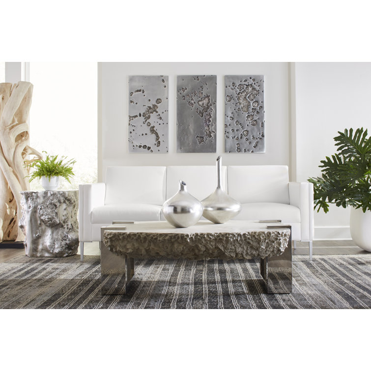 Silver Leaf Contemporary Rectangular Wall Sculpture