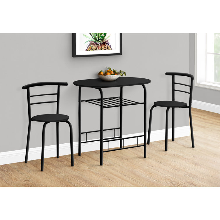 Black Metal and Laminate 3-Piece Dining Set